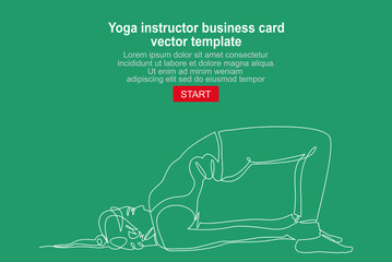 Sticker - Yoga instructor business card vector template.Continuous one line