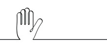 Cartoon Line Drawing Hands Of Stop Hand Gesture. Continuous Line Pictogram. Hand Palm Icon Or Symbol. Flat Vector Sign.