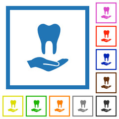 Poster - Dental provision flat framed icons