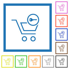 Sticker - Secure shopping outline flat framed icons