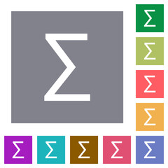 Sum symbol square flat icons