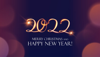 Wall Mural - 2022 glowing lights text for New Year background