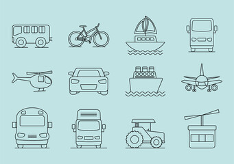 Sticker - transport icon set