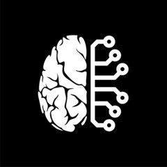 Poster - digital brain icon or sign on dark background