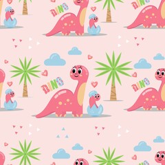 seamless pattern dinosaur mom and baby