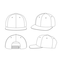 Wall Mural - Template snapback hat vector illustration flat sketch design outline