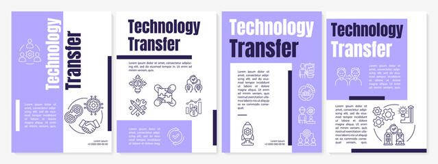 Technology dissemination brochure template. Sharing experience. Flyer, booklet, leaflet print, cover design with linear icons. Vector layouts for presentation, annual reports, advertisement pages