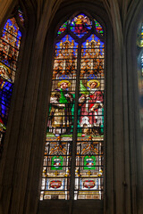 Wall Mural - Stained glass window in church