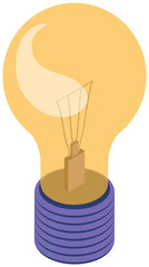 Poster - Isometric bulb design. Idea symbol concept, solution innovative technology. Creative idea icon, yellow light. Vector flat style. Electric lamp. Invention, light bulb as sign of new project development