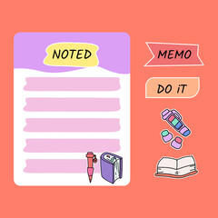 Poster - Memo scrapbook design with stickers 08
