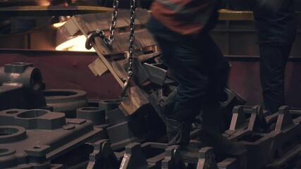 Wall Mural - Metallurgical plant workers in process of work.