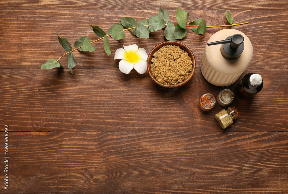 Beautiful spa composition on wooden background
