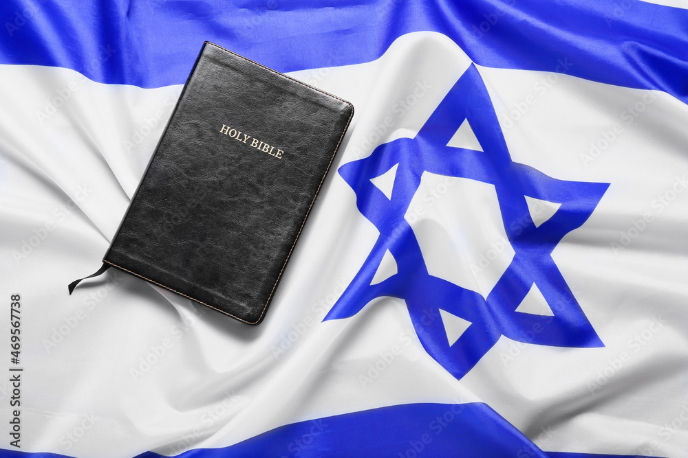 Black Holy Bible on flag of Israel