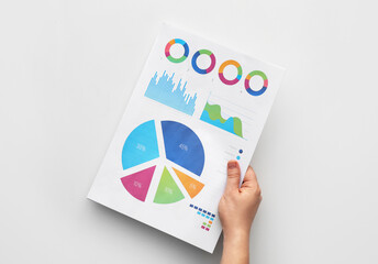 Poster - Woman with business document on white background