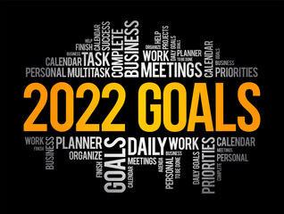 2022 goals word cloud collage, business concept background
