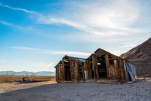 Two Abandoned Sheds In The Ghost Town Rhyolite In Death Valley