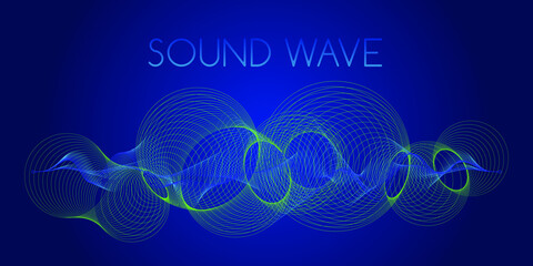 Abstract sound waves of many lines isolated on dark blue backround. Creative vector line art.  