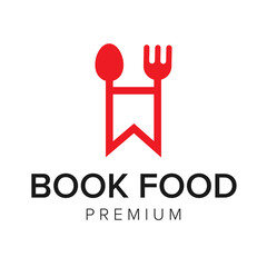 Wall Mural - Book food logo icon vector template