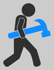 Sticker - Hammer courier vector illustration. An isolated flat icon illustration of hammer courier with nobody.