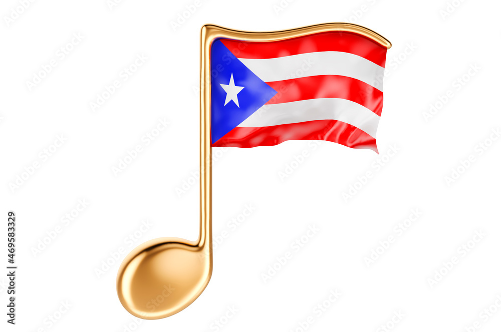 Musical note with Puerto Rican flag. Music in Puerto Rico, concept. 3D ...