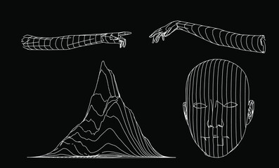 Aufkleber - 3D wireframe model of a human head. Concept for Machine Learning, Artificial intelligence and Robotics themes.