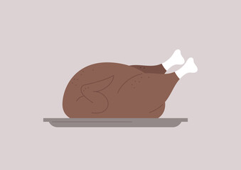 An isolated image of a baked turkey, thanksgiving celebration