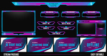 Pink And Blue Gradient Live Stream Gaming Facecam, Overlay, Alert, Panal, Screen Full Package Design Element For Gamer