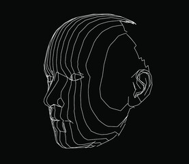 Aufkleber - 3D wireframe model of a human head. Concept for Machine Learning, Artificial intelligence and Robotics themes.