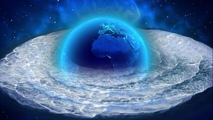Wall Mural - Beautiful fantasy earth with waves blast effect in space