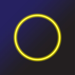 Poster - Yellow neon ring icon. Shine effect. Abstract design element. Hand art. Circle frame. Vector illustration. Stock image.