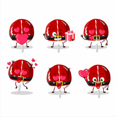 Sticker - Red candy cookies christmas cartoon character with love cute emoticon