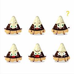 Poster - Cartoon character of slice of star chocolate pie with what expression