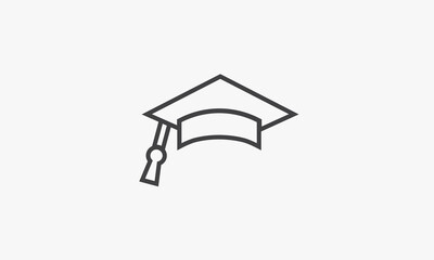 Wall Mural - line icon graduation hat isolated on white background.