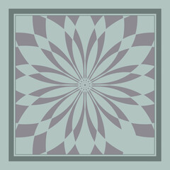 Poster - scarf pattern design . Geometric ornament with frame, border. Bandanna, shawl, scarf, tablecloth design for textile fabric print 