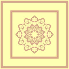 Poster - scarf pattern design . Geometric ornament with frame, border. Bandanna, shawl, scarf, tablecloth design for textile fabric print 