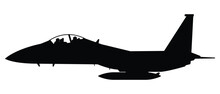 Military Attack Aircraft Silhouette Vector On White Background, Military Vehicle Technology, Set Of Air Force Weapon In Black And White.