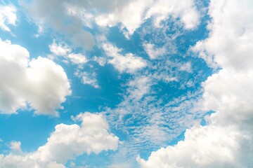 Wall Mural - beautiful blue sky and white cumulus clouds abstract background. cloudscape background. blue sky and