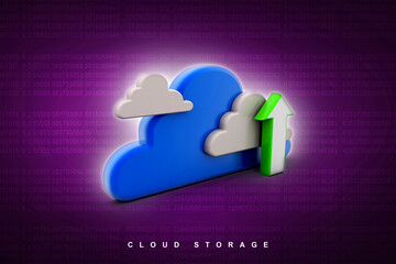 
3d illustration uploading  arrow with cloud 

