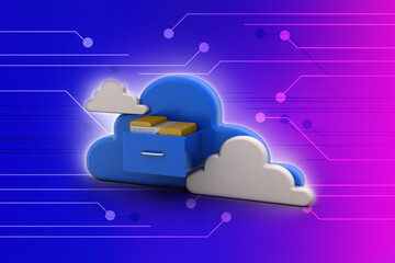Poster - 3d rendering cloud  folder network
 