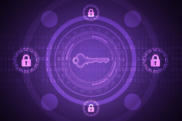 Poster - 2d illustration digital abstract technology digital future cyber security key