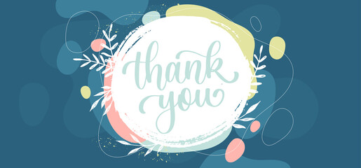 Wall Mural - Thank You Hand Lettering With Cute & Abstract Decorative Elements