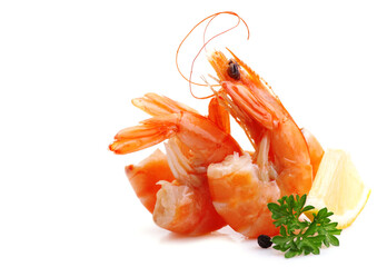 Canvas Print - Fresh shrimps on white background