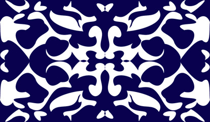 Fototapete - illustration design of white and navy color abstract pattern mandala perfect for wallpaper, banner, template and etc