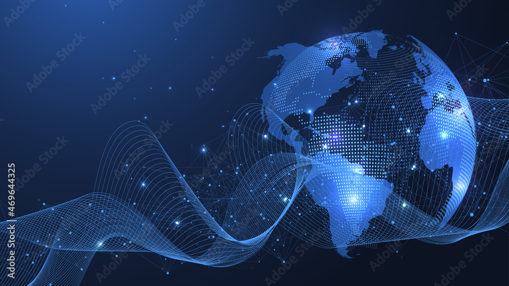 Global network connection concept. Big data visualization. Social ...