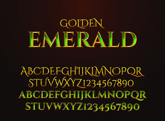 Fototapete - fantasy luxury golden emerald text effect