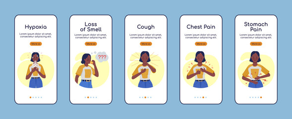 Poster - covid symptom onboarding mobile app screen flat vector template. health care. walkthrough website 5 