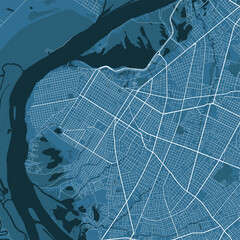 Detailed vector map poster of Asuncion city, linear print map. Skyline urban panorama.