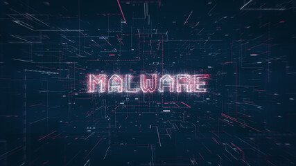 Leinwandbilder - Malware title on a digital binary code network and data background