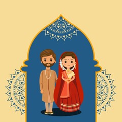 Wall Mural - Indian Wedding Invitation Card Bride and Groom