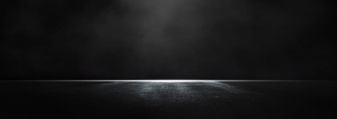 Black empty dark scene with light and smoke. Interior texture for display products wall.
